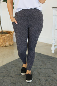 Michelle Mae Athleisure Leggings - Charcoal Leopard