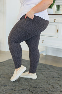 Michelle Mae Athleisure Leggings - Charcoal Leopard