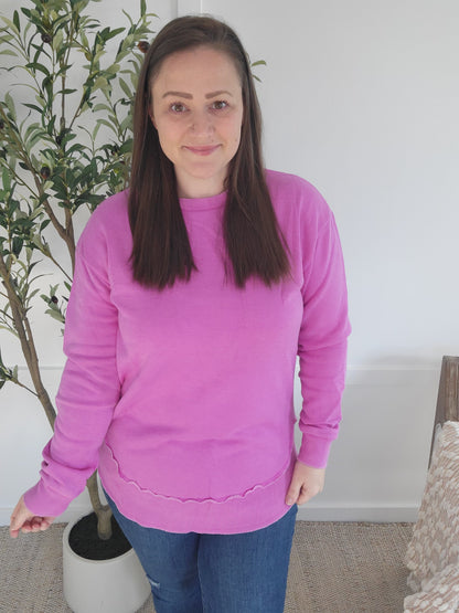 Michelle Mae Vintage Wash Pullover - Vivid Orchid