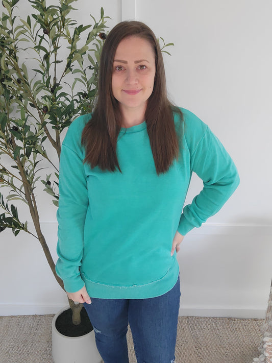 Michelle Mae Vintage Wash Pullover - Caribbean Green