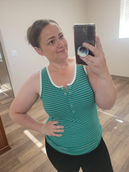 Michelle Mae Shiloh Button Snap Tank - Green