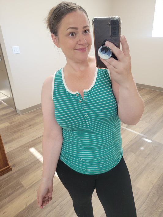 Michelle Mae Shiloh Button Snap Tank - Green