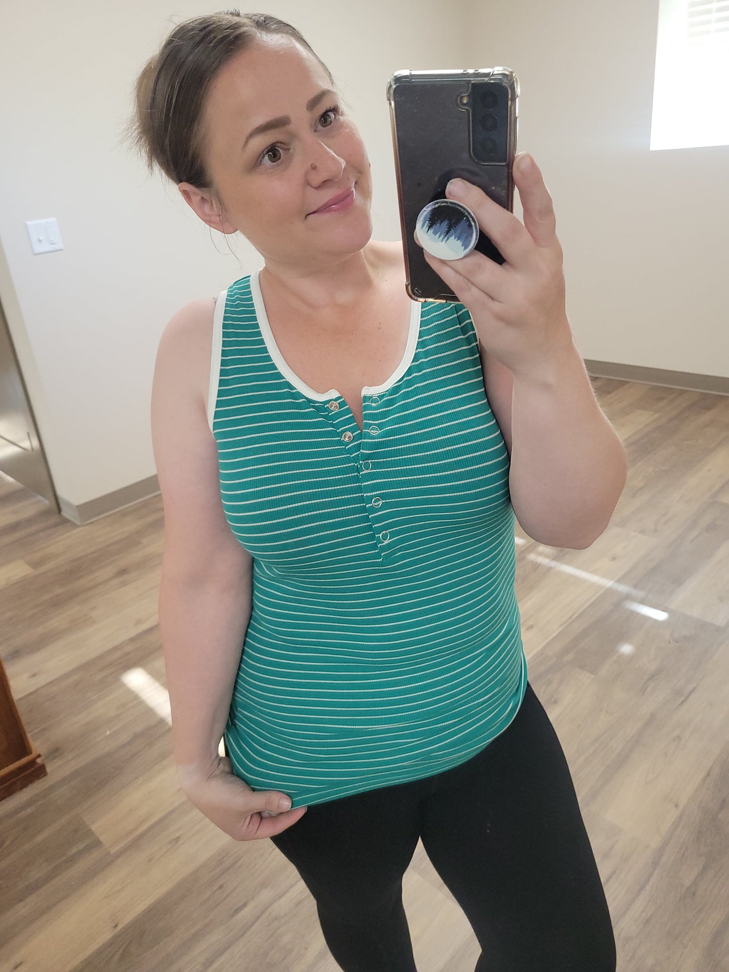 Michelle Mae Shiloh Button Snap Tank - Green
