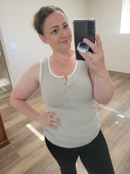Michelle Mae Shiloh Button Snap Tank - Grey