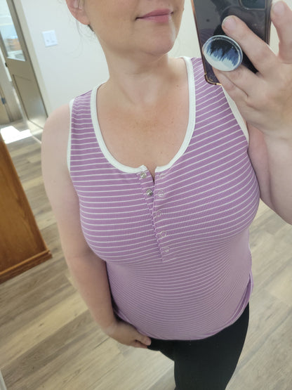 Michelle Mae Shiloh Button Snap Tank - Purple