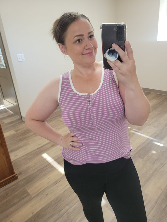 Michelle Mae Shiloh Button Snap Tank - Purple