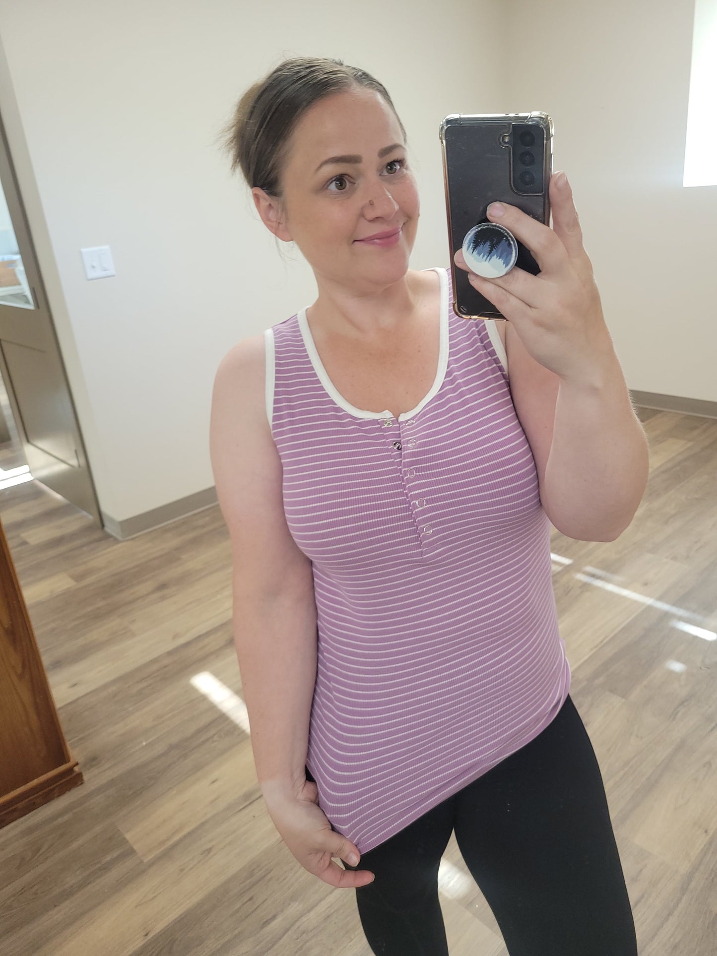 Michelle Mae Shiloh Button Snap Tank - Purple