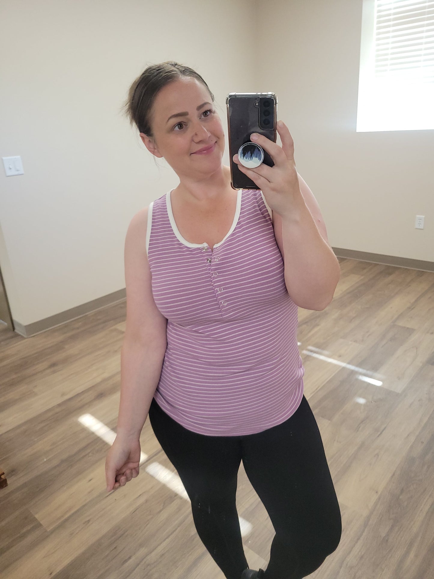 Michelle Mae Shiloh Button Snap Tank - Purple