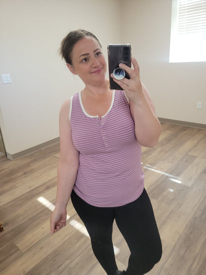 Michelle Mae Shiloh Button Snap Tank - Purple