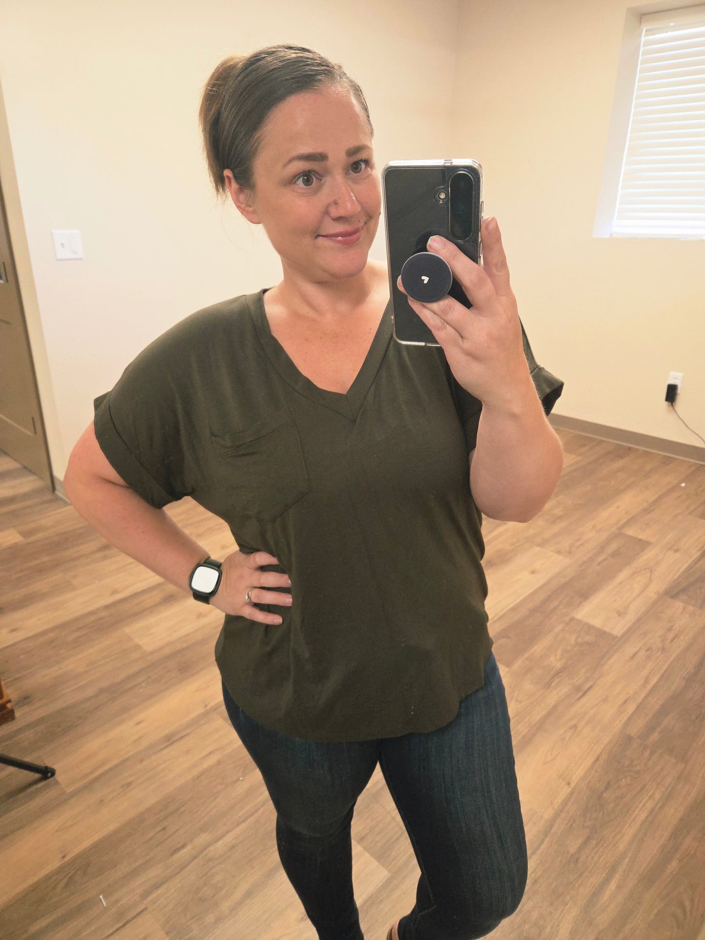 Michelle Mae Sierra Pocket Top - Olive