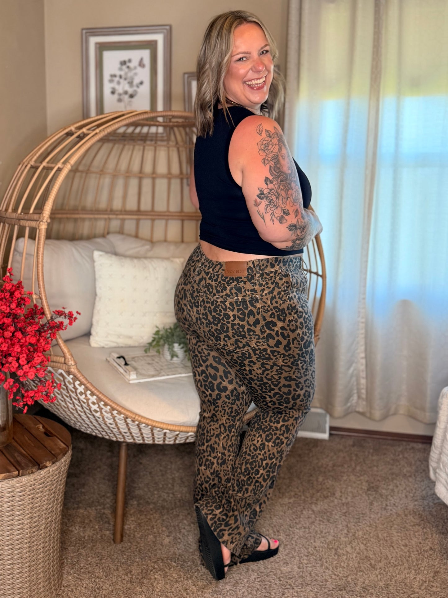 Roxy High Waist Bootcut Leopard Print