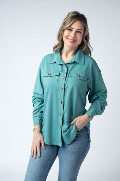 Michelle Mae Brenna Button Down Top - Teal