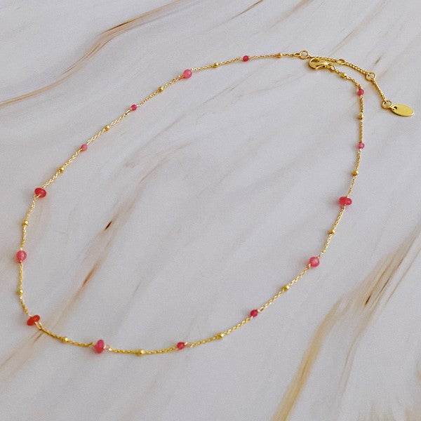 Dainty Precious Stone Bead Necklace