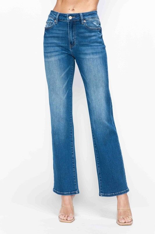 Whisker Chic High Rise Straight Jeans