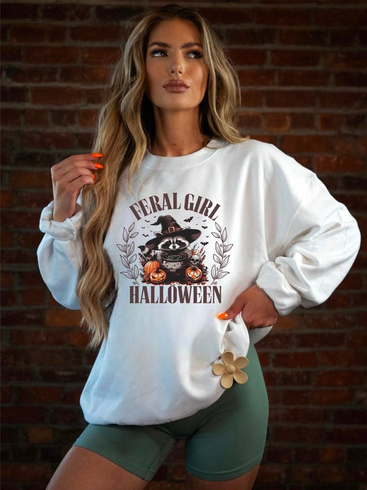 Feral Girl Halloween Crew Neck Sweatshirt