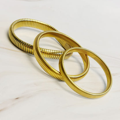 Golden Spring Wide Bangle Bracelet