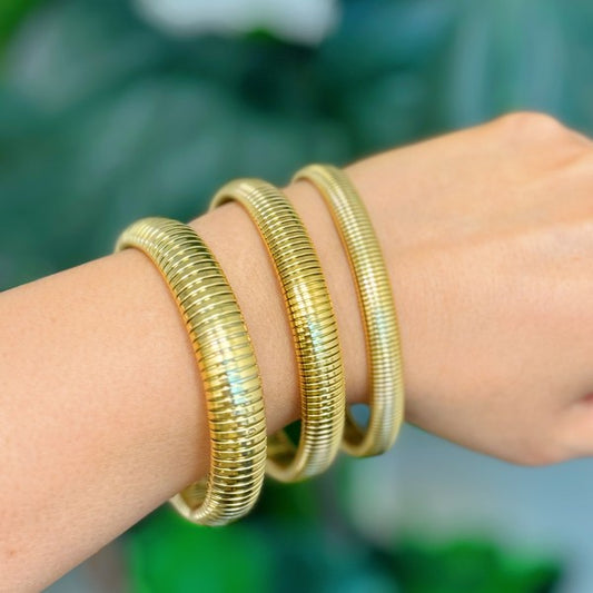 Golden Spring Wide Bangle Bracelet