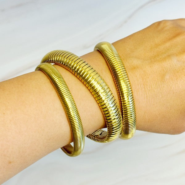 Golden Spring Wide Bangle Bracelet