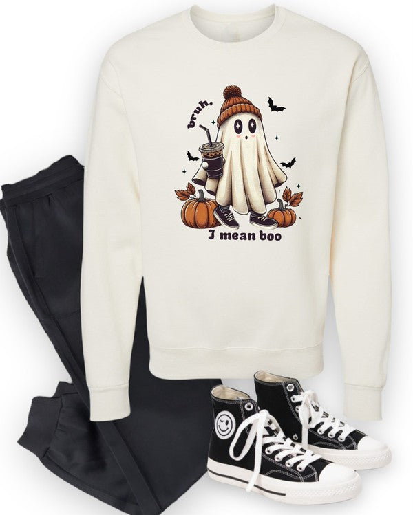 Bruh I Mean Boo Graphic Crewneck Sweatshirt (PLUS)