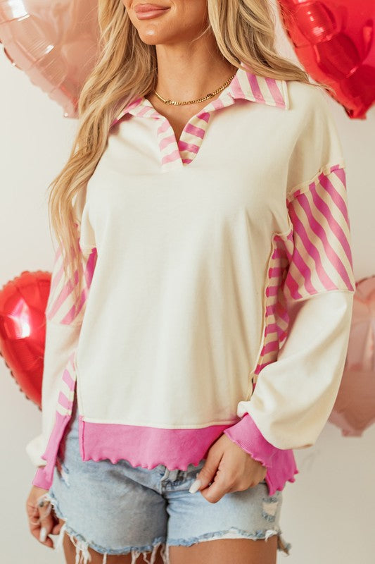 Chic Stripes Collared Top