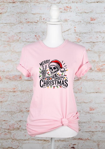 Merry Christmas Skeleton Holiday Graphic Tee