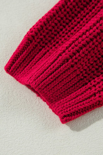 Racing Red Off-Shoulder Ribbed Sweater