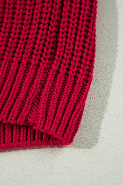 Racing Red Off-Shoulder Ribbed Sweater