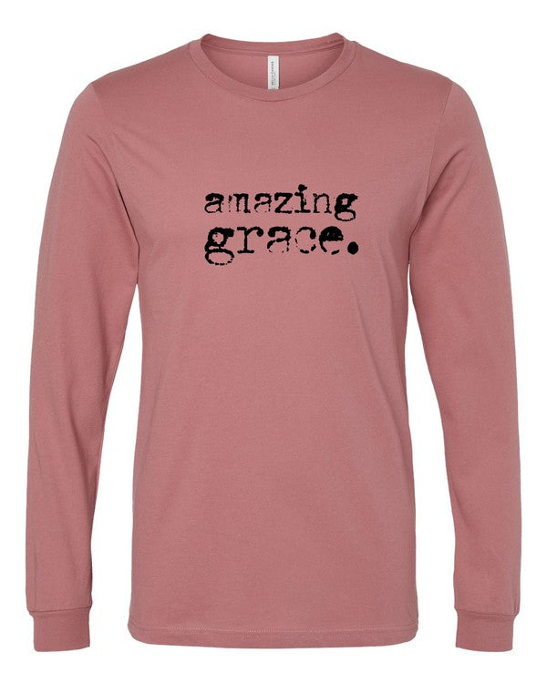 Amazing Grace Long Sleeve Graphic Tee- PLUS