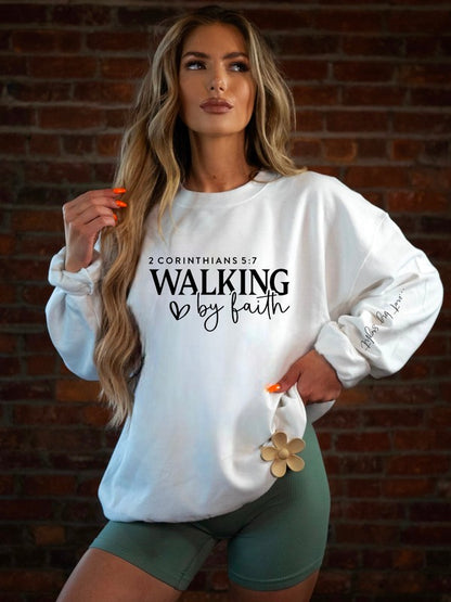 Walking by Faith, Not by Sight Crewneck Graphic Sweatshirt