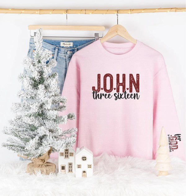 John 3:16 For God So Loved Crewneck Graphic Sweatshirt- Plus