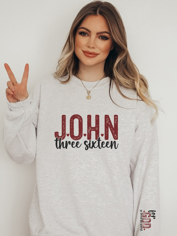 John 3:16 For God So Loved Crewneck Graphic Sweatshirt- Plus