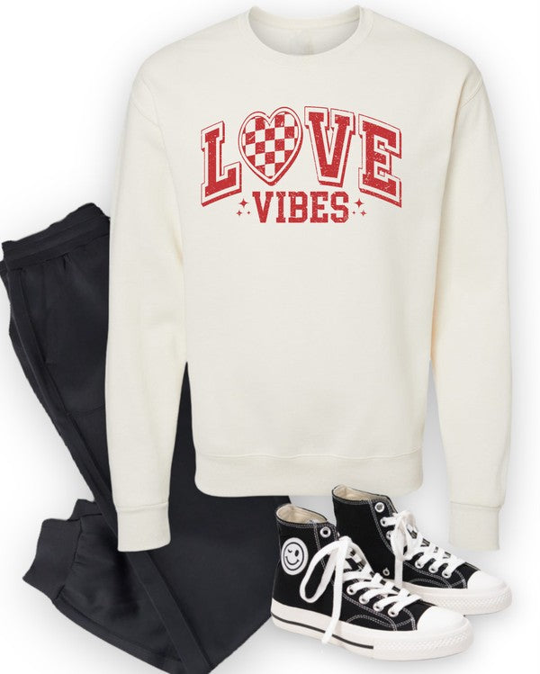 Checkered Love Vibes Graphic Sweatshirt