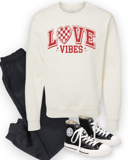 Checkered Love Vibes Graphic Sweatshirt