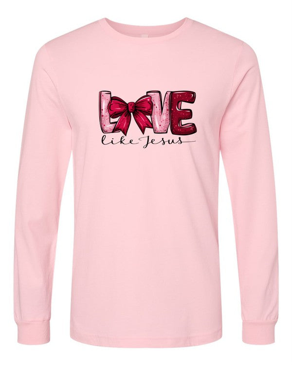 Red Love Like Jesus Long Sleeve Graphic Tee- Plus