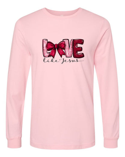 Red Love Like Jesus Long Sleeve Graphic Tee- Plus