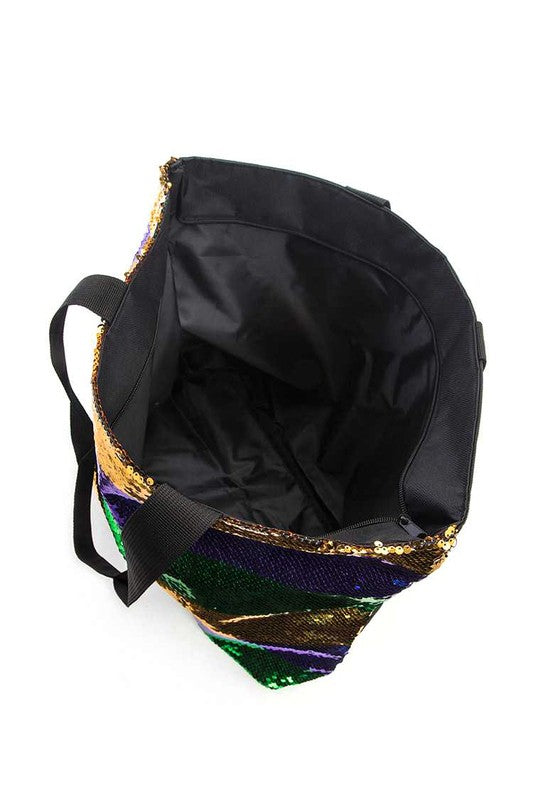 Glitter & Gold Mardi Gras Sequin Tote