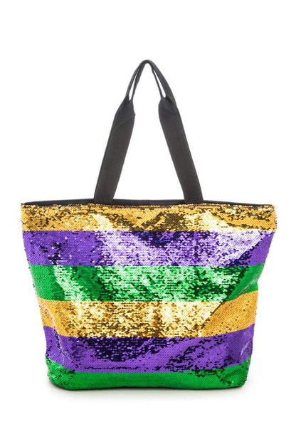 Glitter & Gold Mardi Gras Sequin Tote