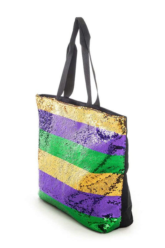 Glitter & Gold Mardi Gras Sequin Tote