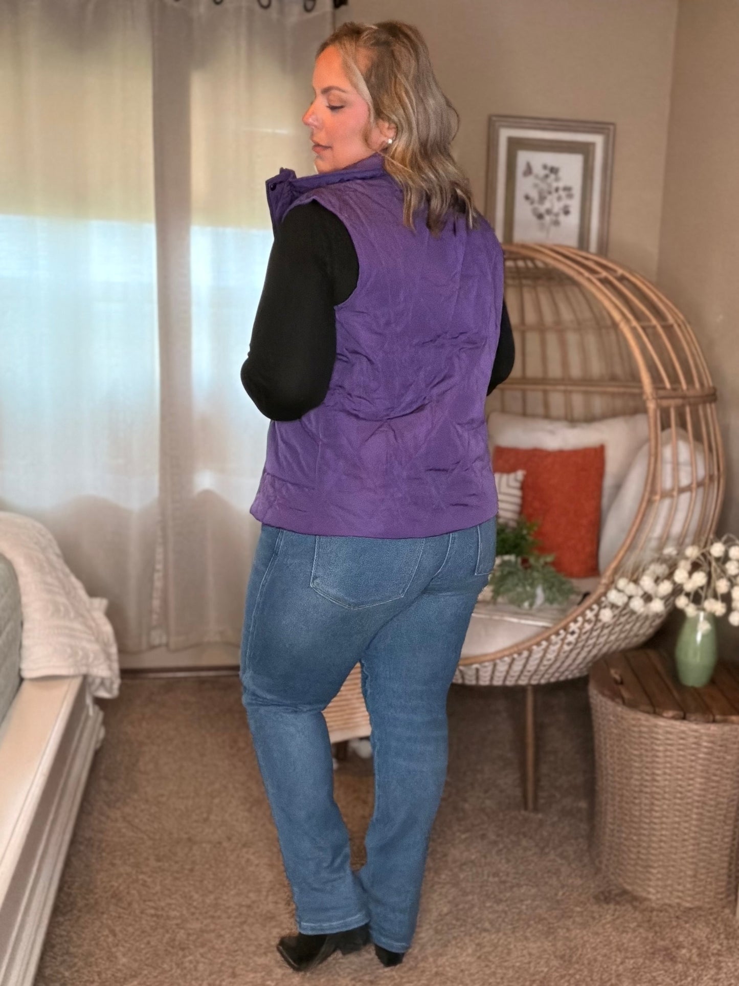 Michelle Mae Remy Zip Up Vest - Purple