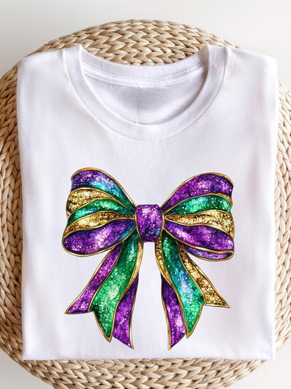 Mardi Gras Bow Graphic Tee (PLUS)