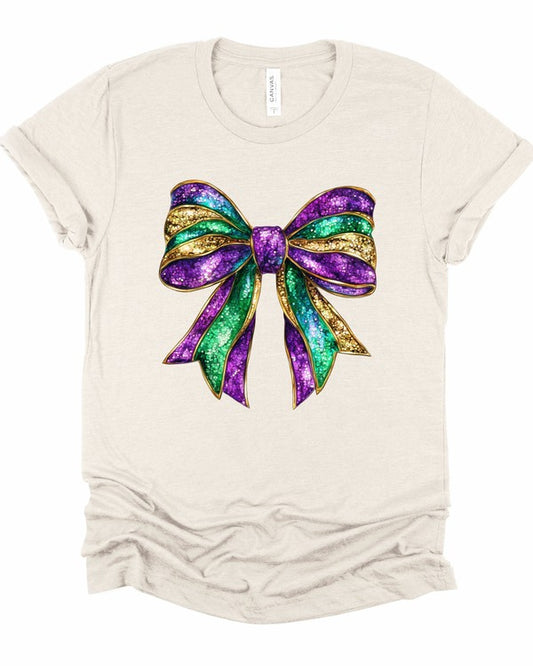 Mardi Gras Bow Graphic Tee (PLUS)