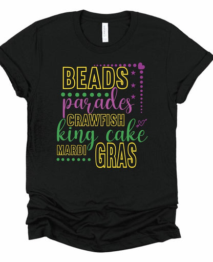 Mardi Gras Words Graphic Tee