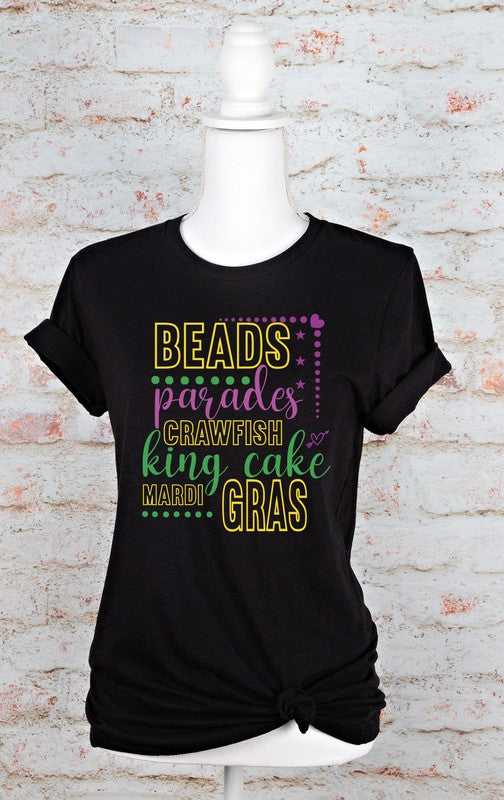 Mardi Gras Words Graphic Tee