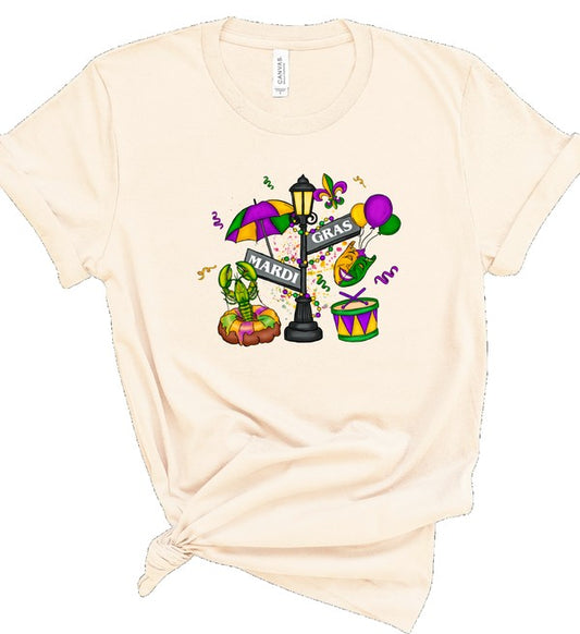 Mardi Gras Street Sign Graphic Tee