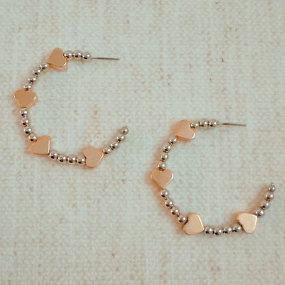 Golden Love Beaded Hoop Earrings