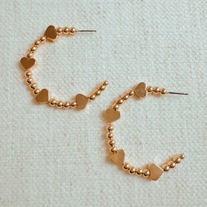 Golden Love Beaded Hoop Earrings