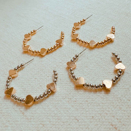 Golden Love Beaded Hoop Earrings