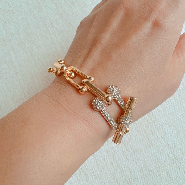 Sparkling U-Link Toggle Bracelet