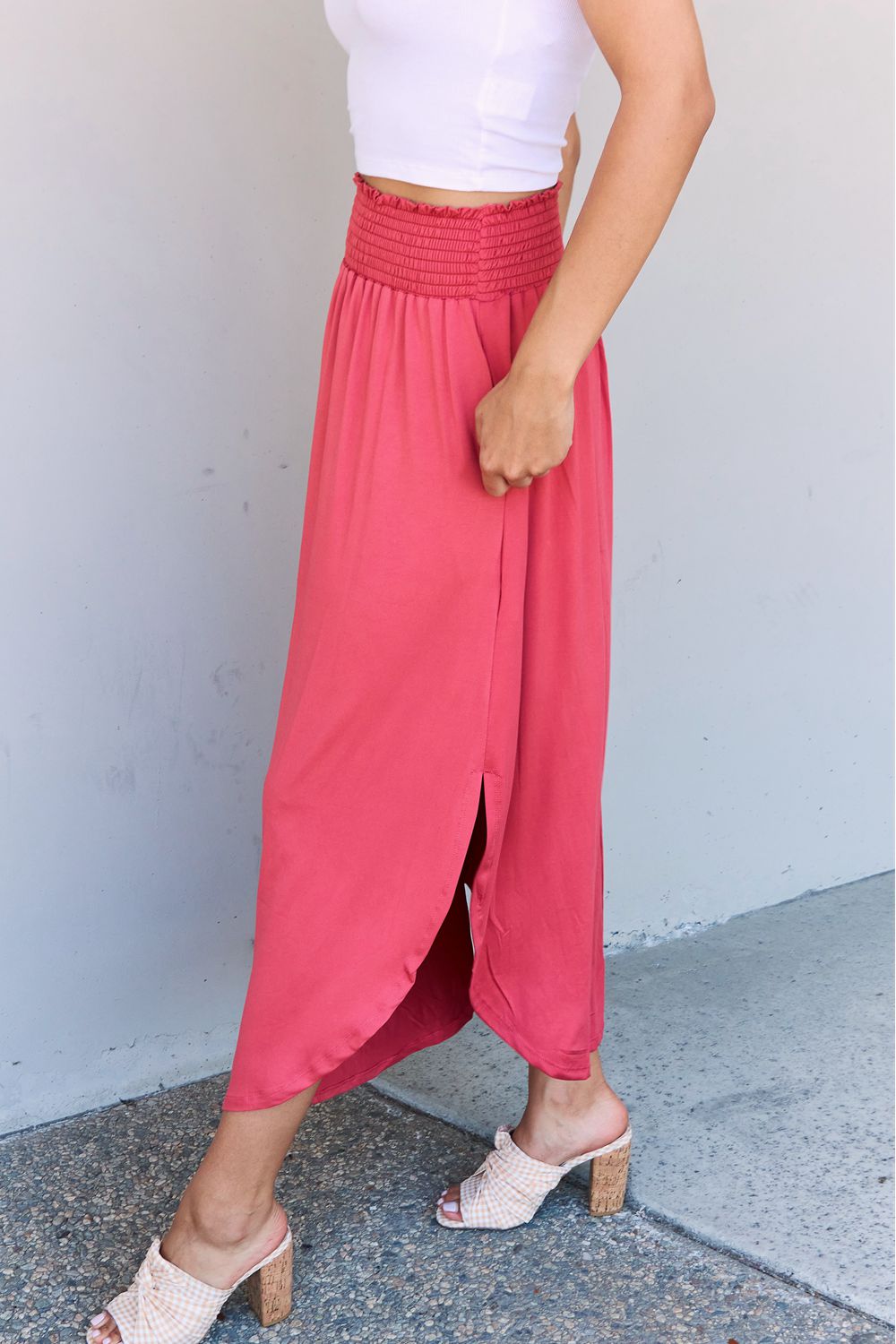 Comfort Princess High Waist Maxi Skirt-Cranberry