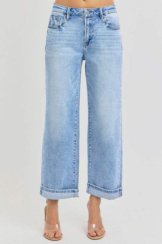 Trendsetter Cuffed Ankle Wide-Leg Jeans